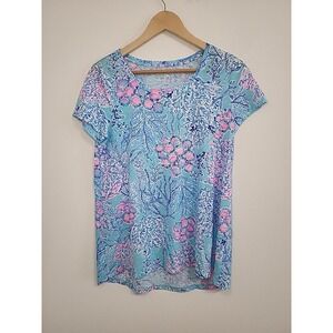 Lilly Pulitzer Etta V-Neck Blue Ibiza Now You Sea‎ Me Size SMALL